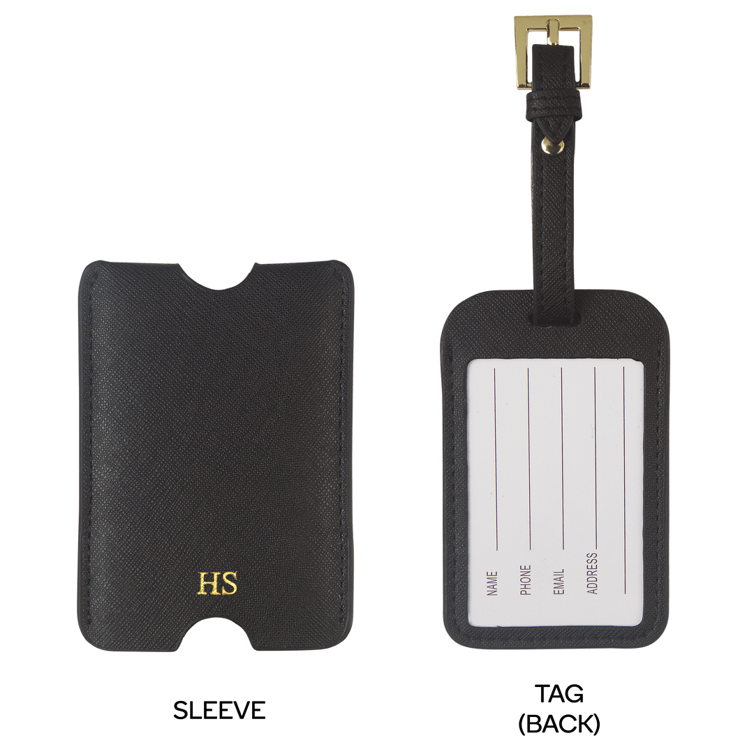 Black - Saffiano Luggage Tag with Sleeve