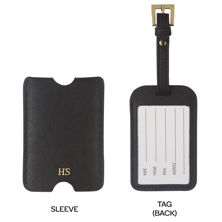 Black - Saffiano Luggage Tag with Sleeve