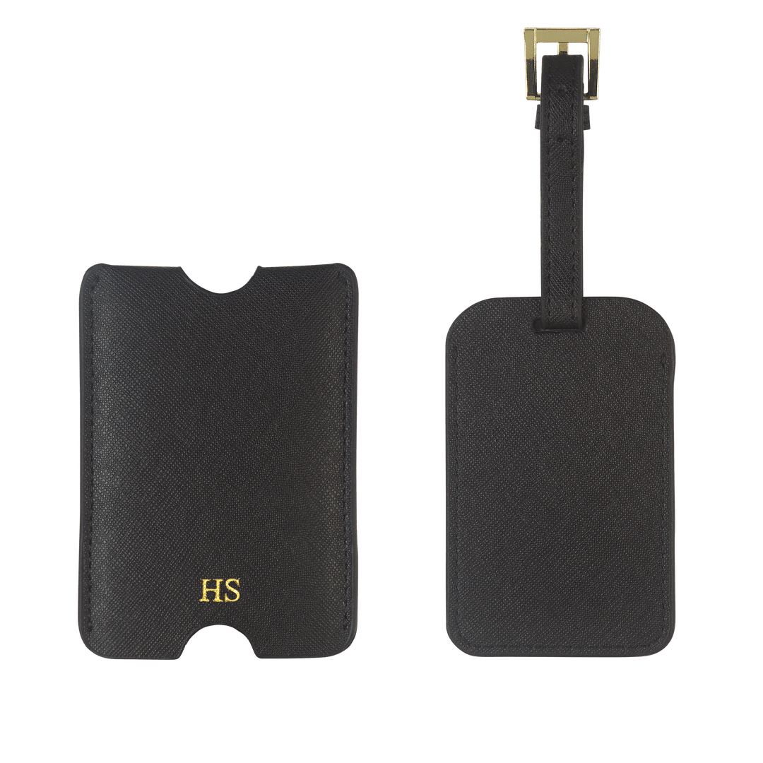 Black - Saffiano Luggage Tag with Sleeve