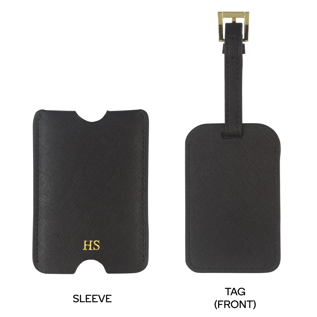 Black - Saffiano Luggage Tag with Sleeve