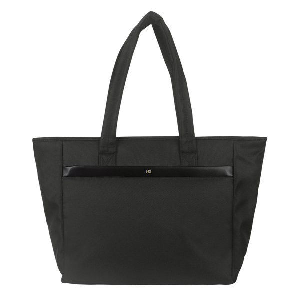 Cloud tote bag in black and customised with gold text