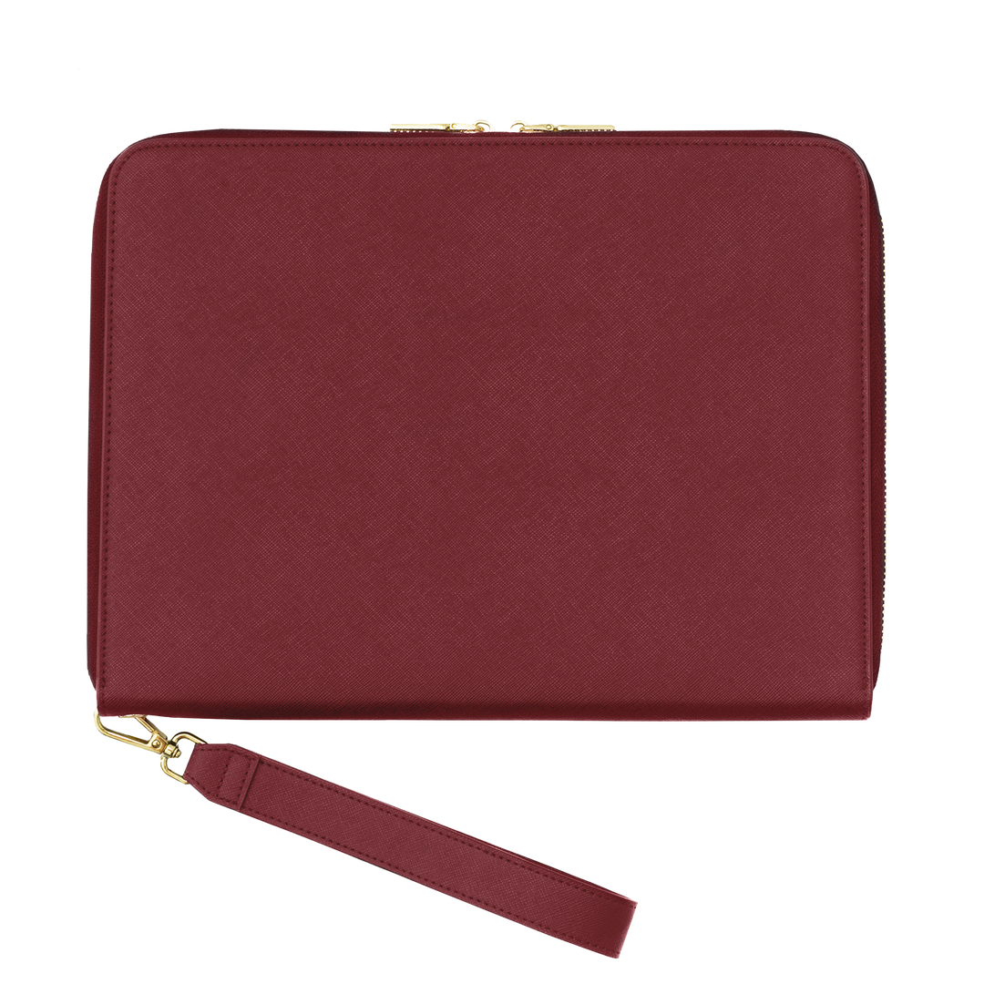 Burgundy - Large Saffiano Pouch