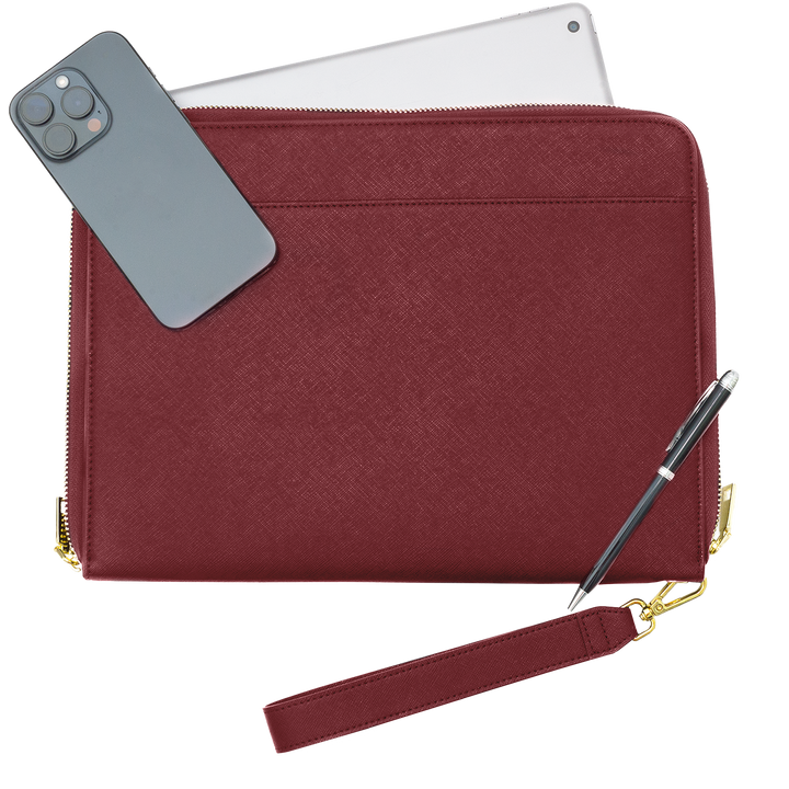 Burgundy - Large Saffiano Pouch