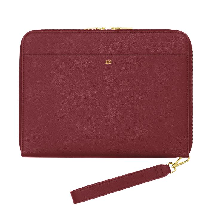 Burgundy - Large Saffiano Pouch