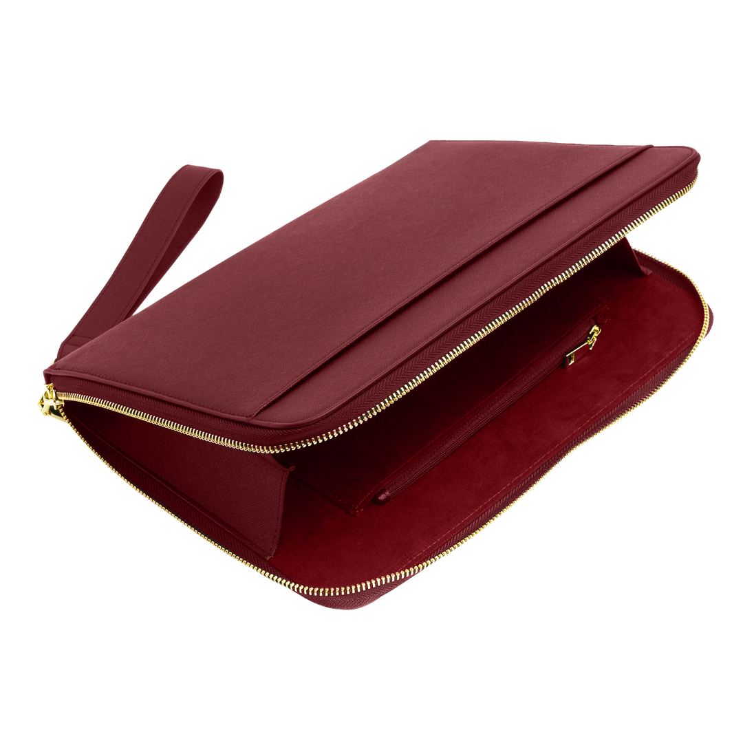 Burgundy - Large Saffiano Pouch