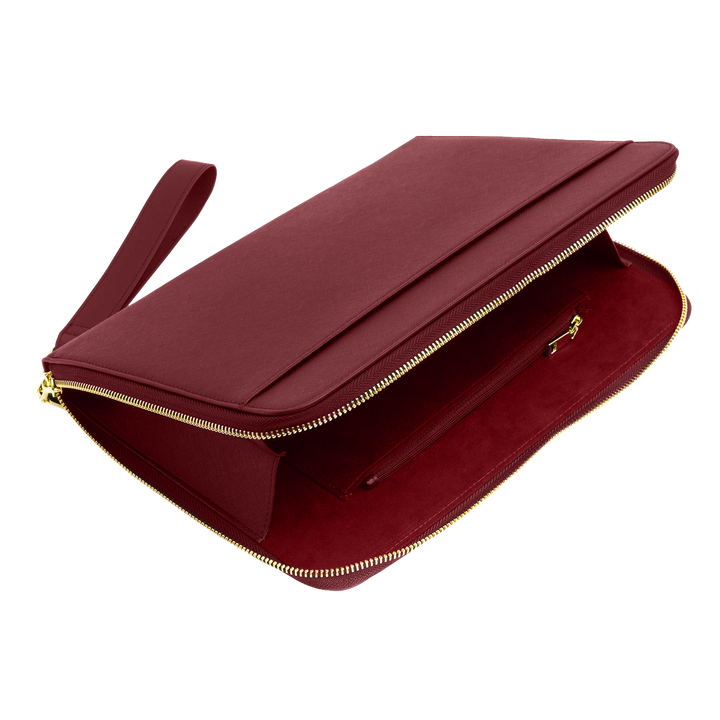 Burgundy - Large Saffiano Pouch