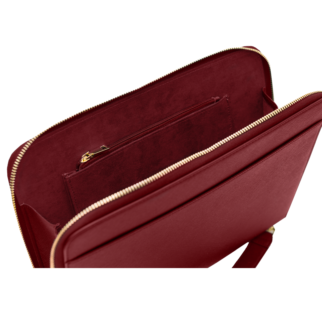 Burgundy - Large Saffiano Pouch