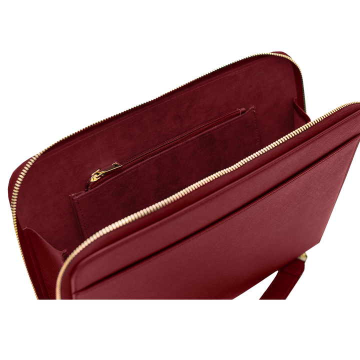 Burgundy - Large Saffiano Pouch