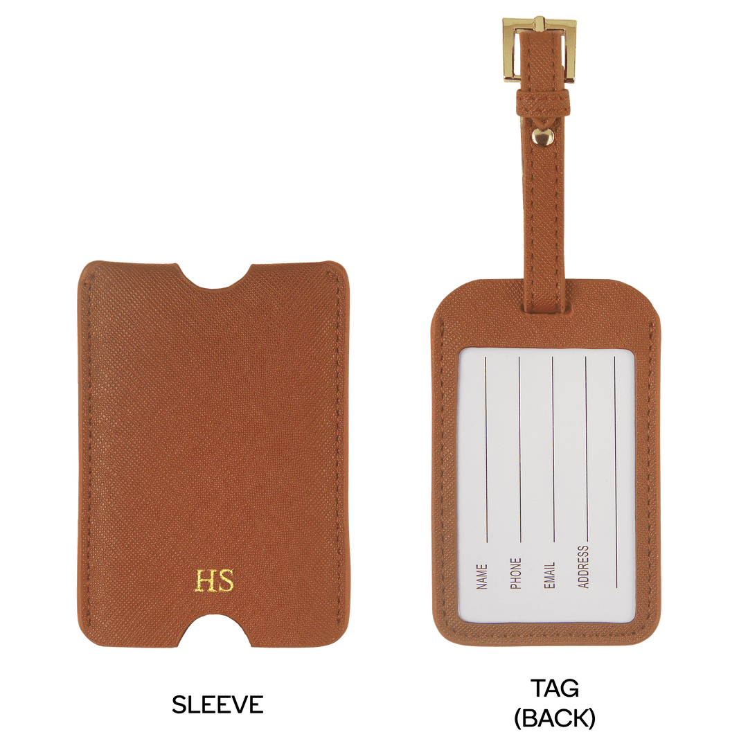 Caramel - Saffiano Luggage Tag with Sleeve