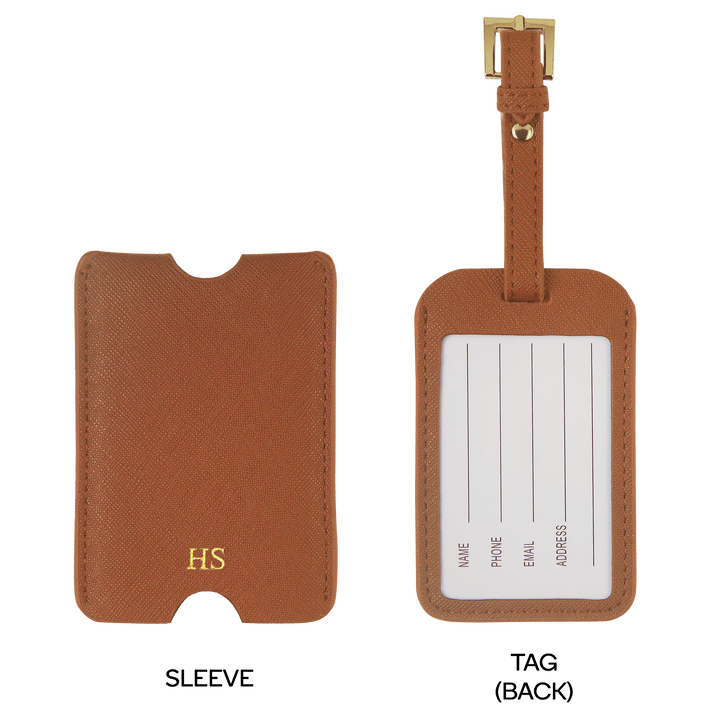 Caramel - Saffiano Luggage Tag with Sleeve