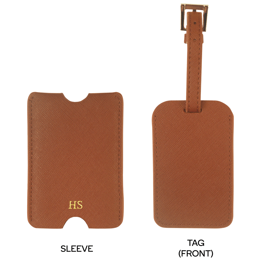 Caramel - Saffiano Luggage Tag with Sleeve