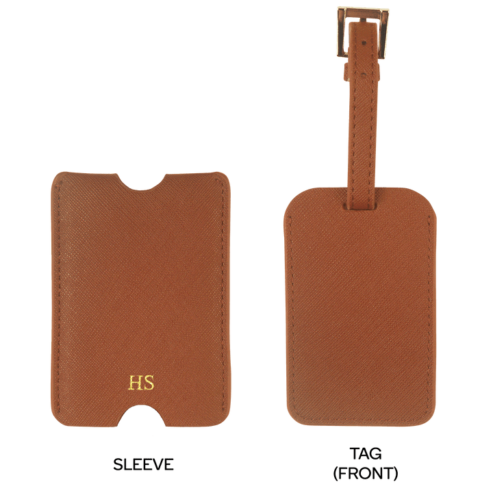 Caramel - Saffiano Luggage Tag with Sleeve