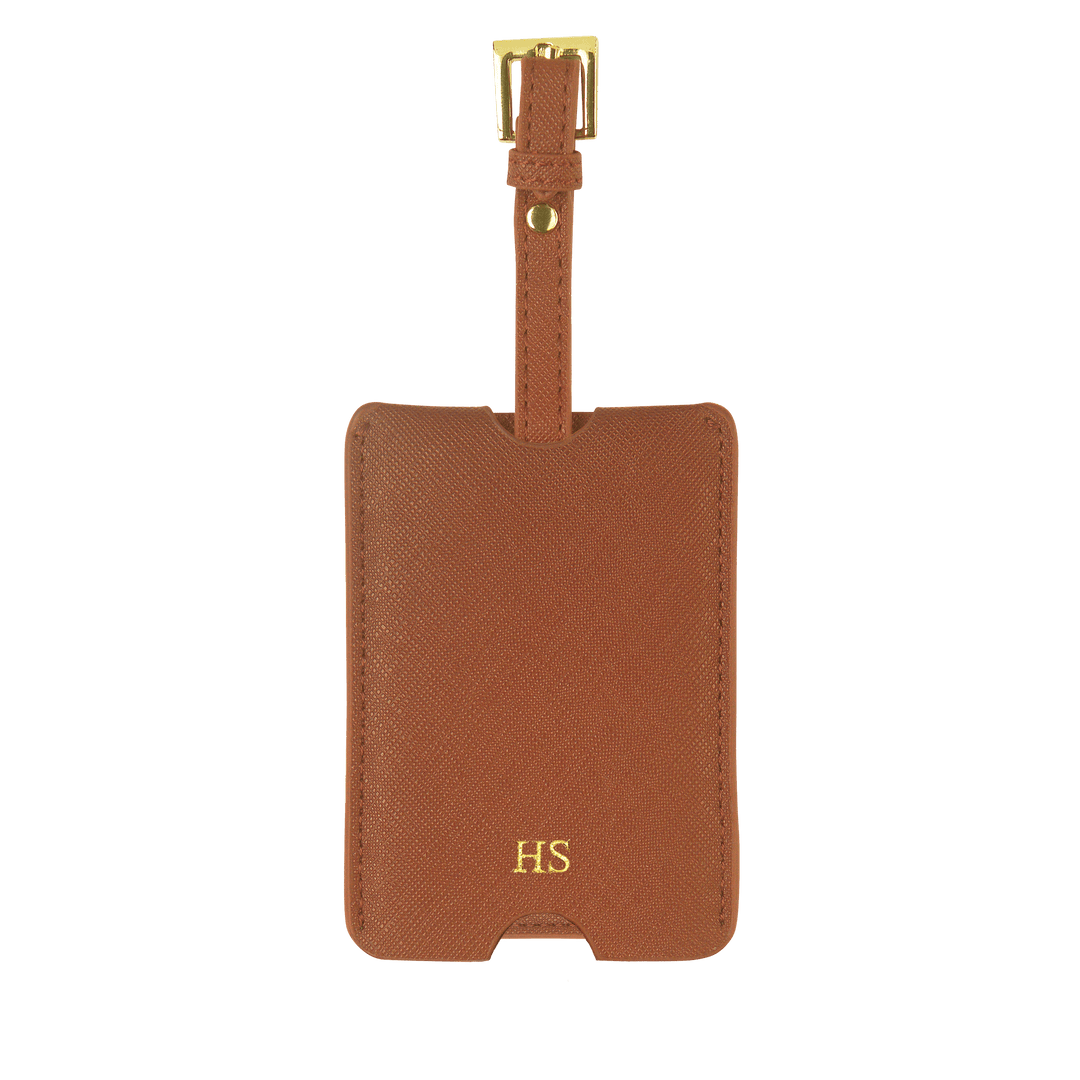 Caramel - Saffiano Luggage Tag with Sleeve