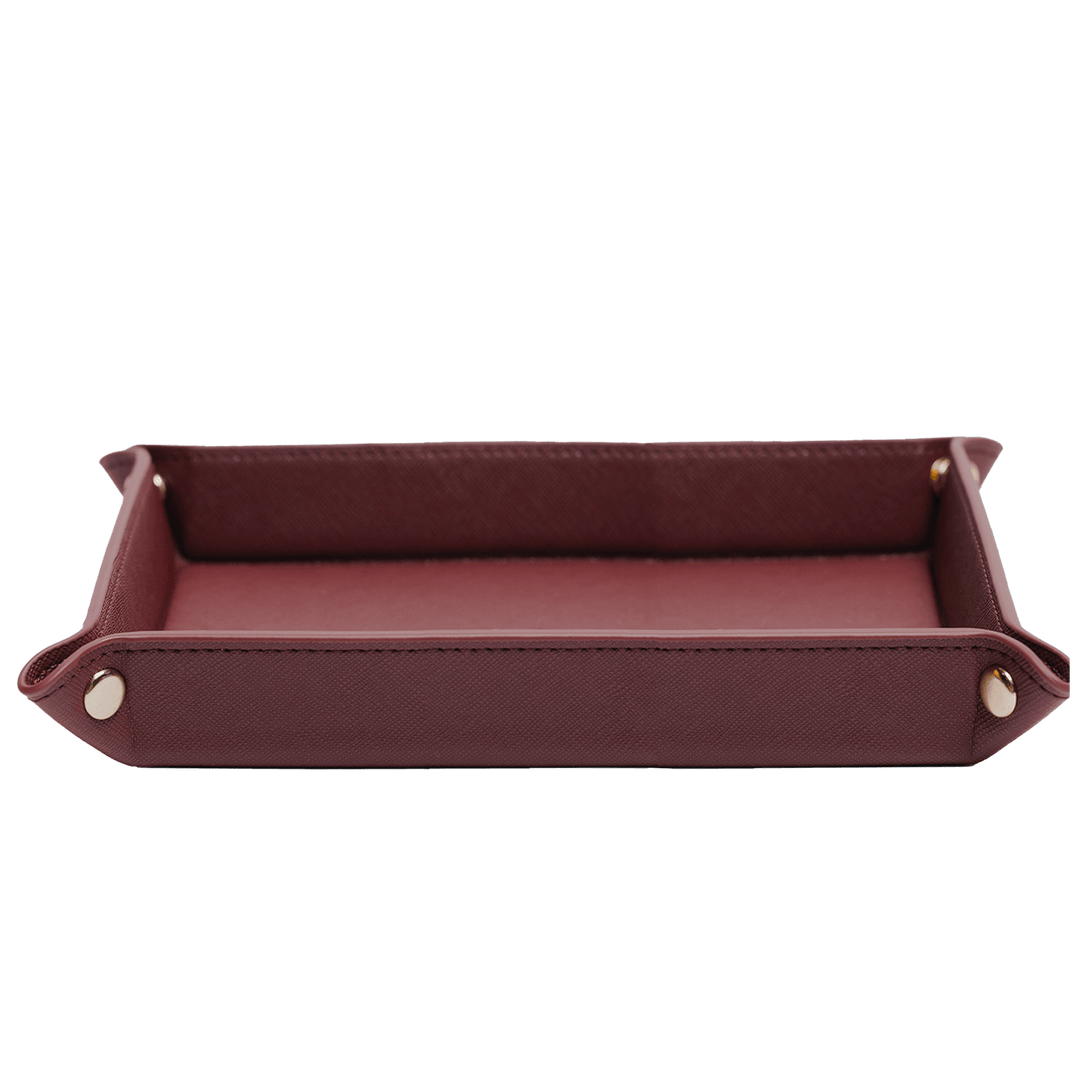 Saffiano Leather Tray - Burgundy