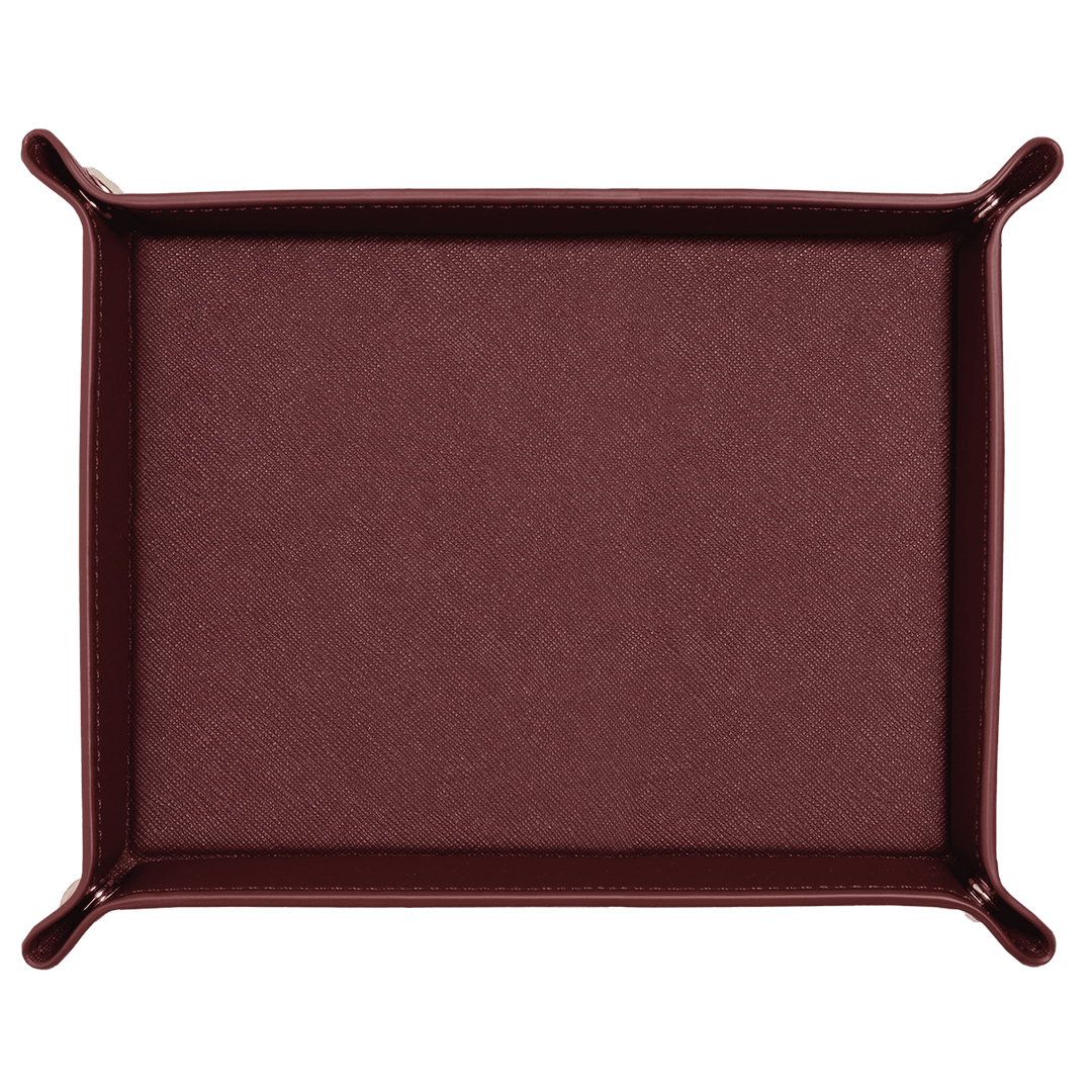 Saffiano Leather Tray - Burgundy