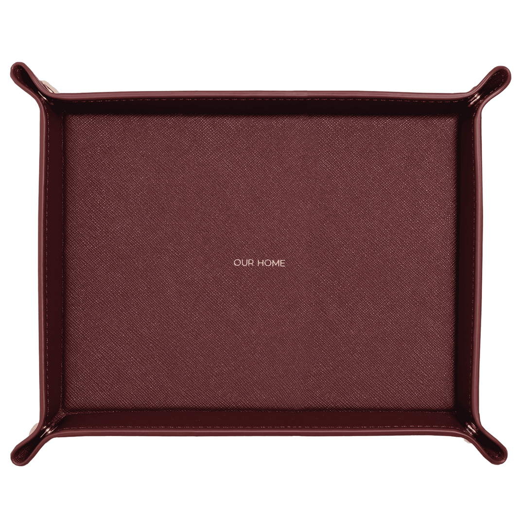 Saffiano Leather Tray - Burgundy