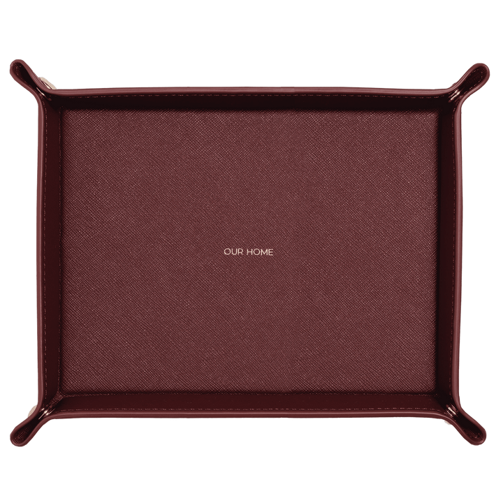 Saffiano Leather Tray - Burgundy