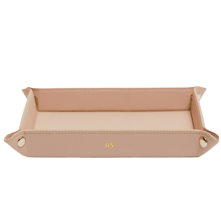 Saffiano Leather Tray - Nude