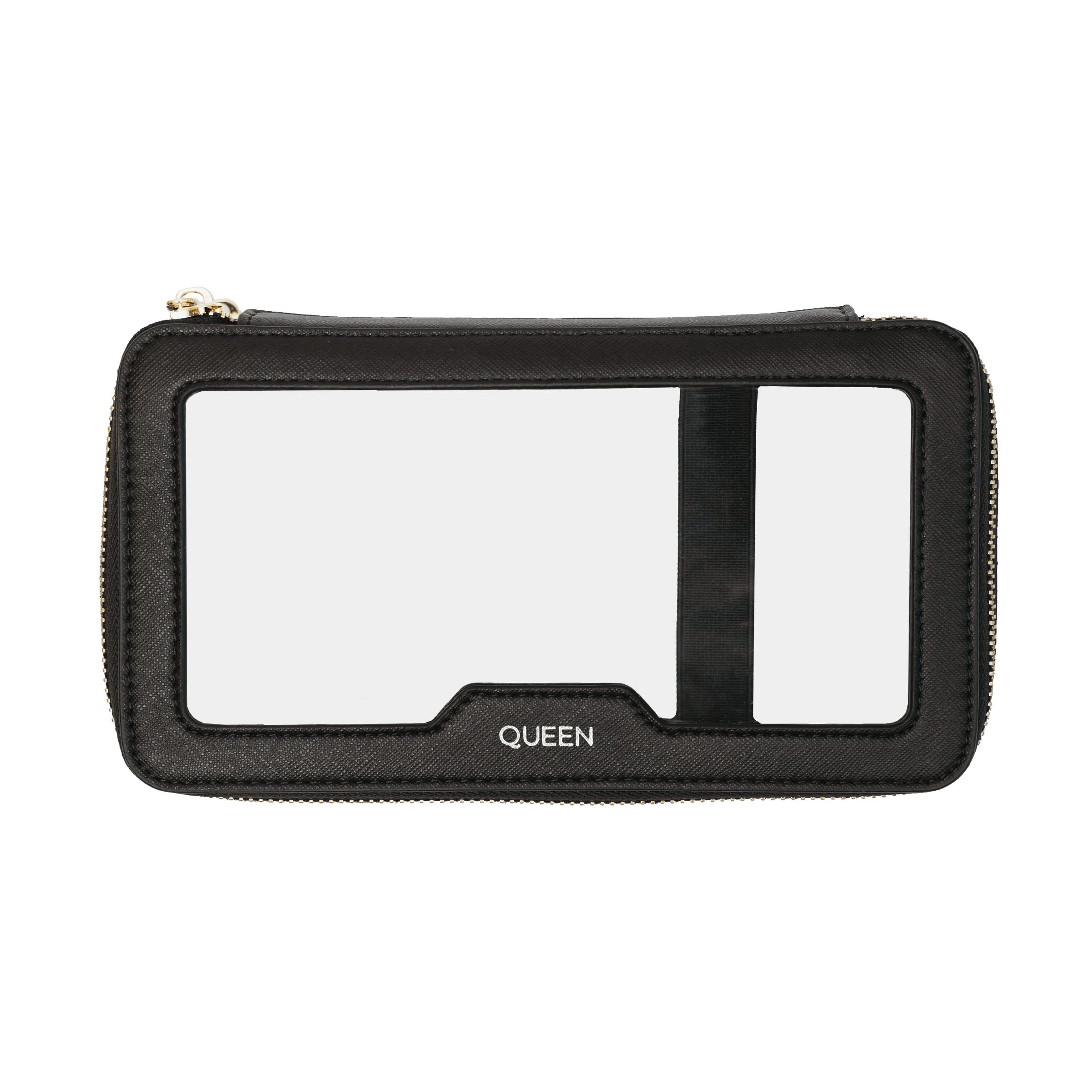 Personalised Saffiano Leather Makeup Pouch Black