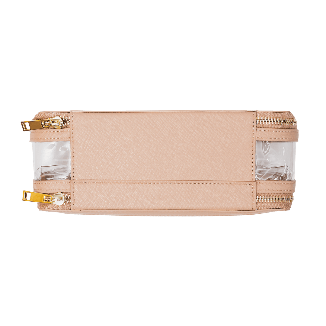 Saffiano Leather Makeup Pouch - Nude