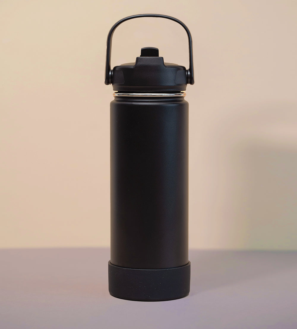 18oz black customisable tumbler with black lid