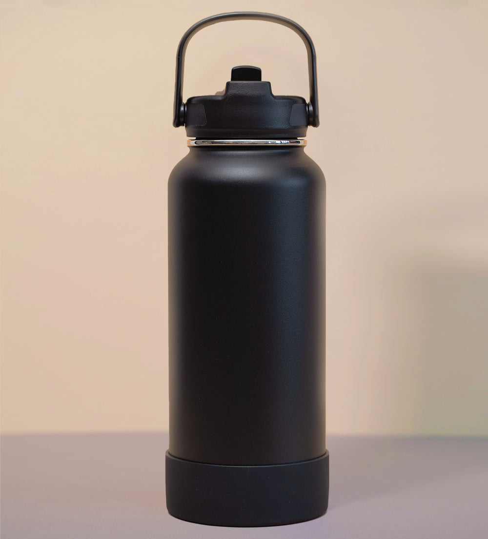 32oz black thermal stainless steel water bottle 