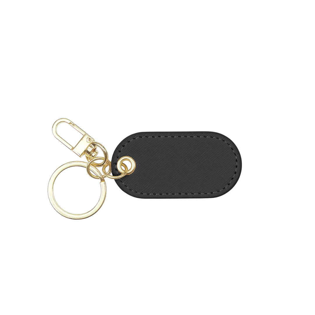 Black - Saffiano Oval Keychain