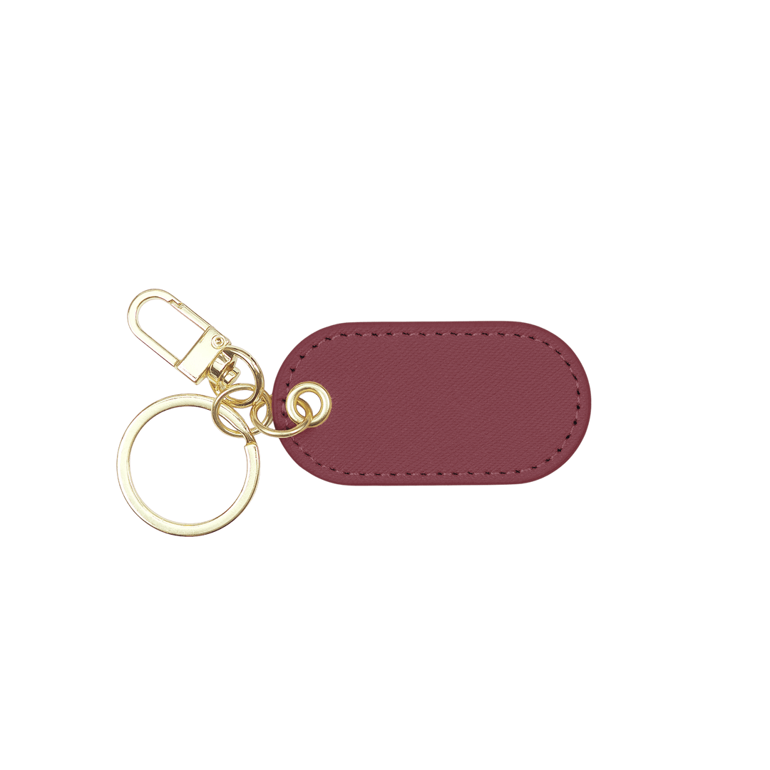 Burgundy - Saffiano Oval Keychain