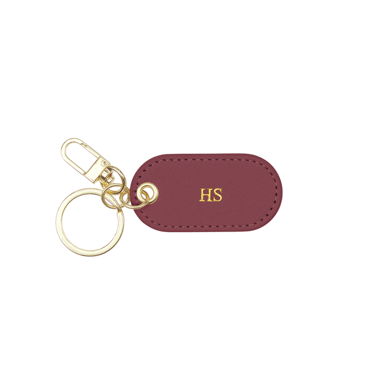 Burgundy - Saffiano Oval Keychain