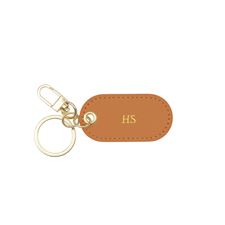 Caramel - Saffiano Oval Keychain