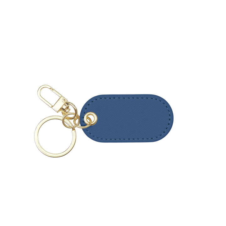 Navy - Saffiano Oval Keychain