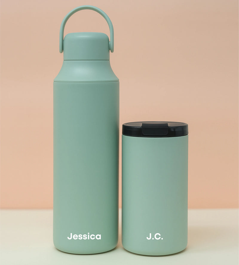 Mint water bottle with coffee cup bundle set