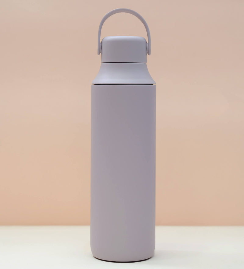 Pale lavender steel water bottle with lid
