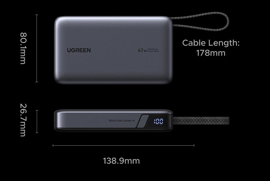 [3C Certified] UGREEN 67W 20000mAh Power Bank