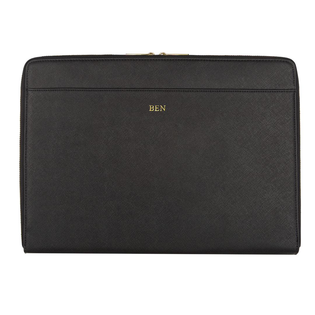Black leather online laptop case