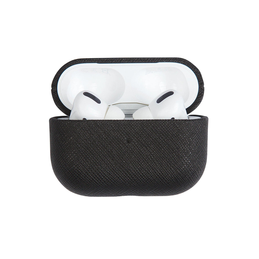 Black - Saffiano AirPods PRO Case Cover [2nd Generation] - THEIMPRINT