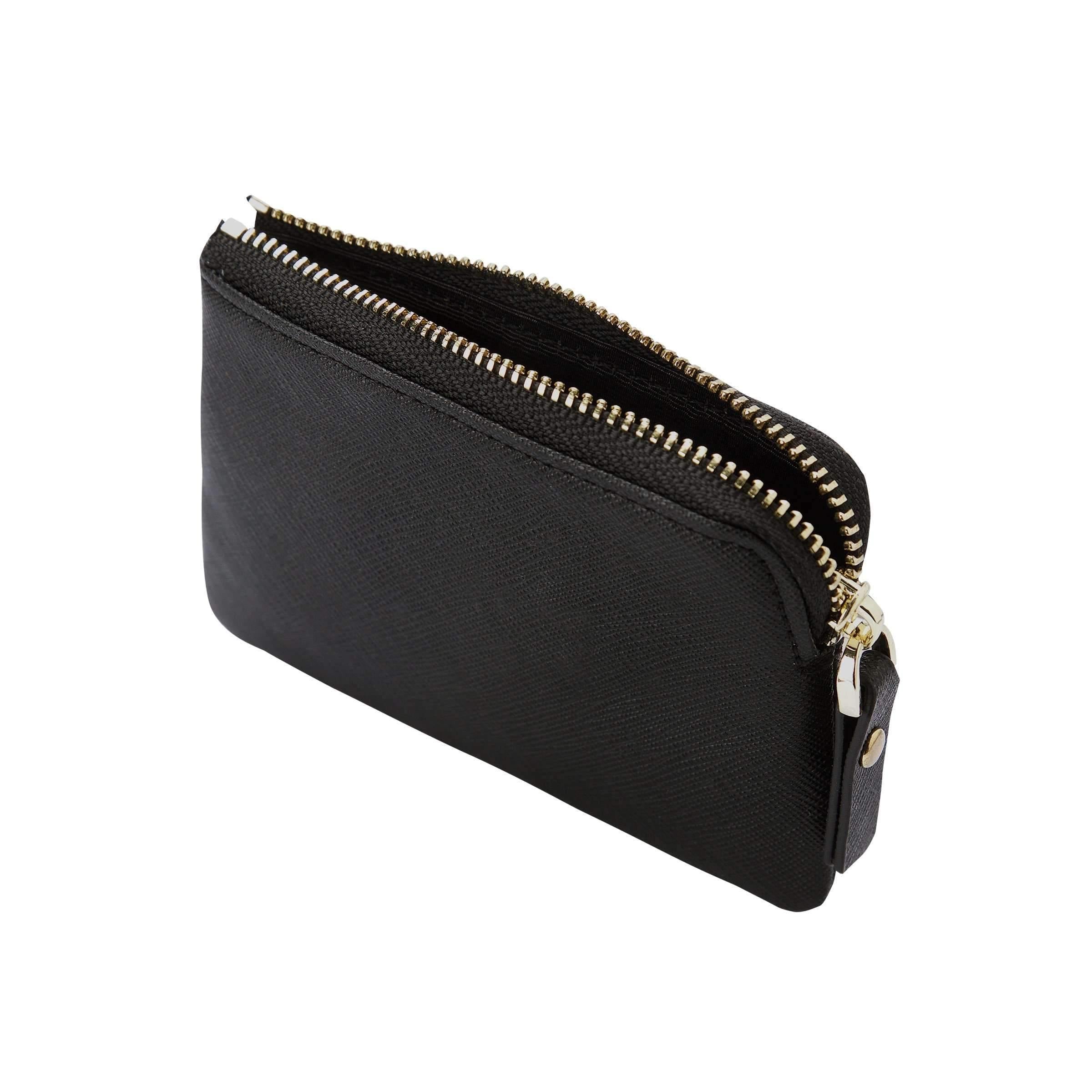 Black leather coin top pouch