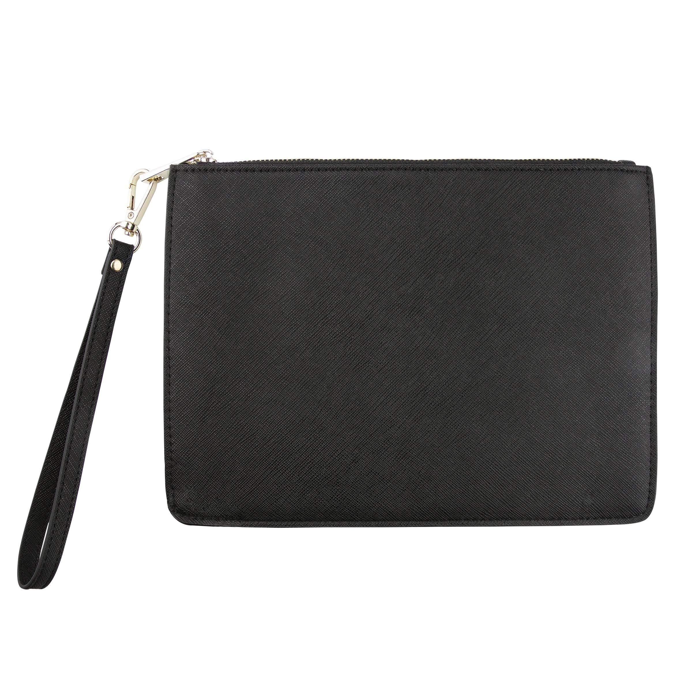 Personalised Small Saffiano Leather Pouch Black
