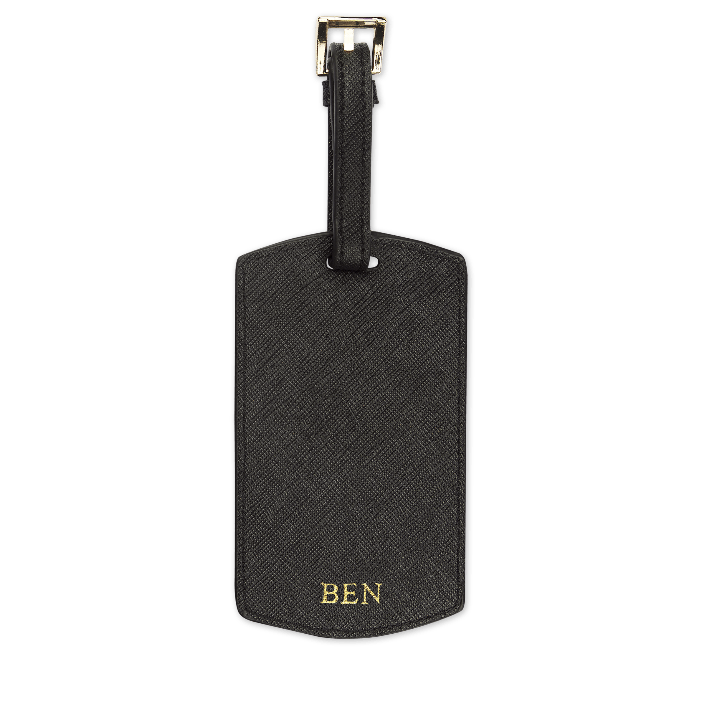 Personalise Black Saffiano Leather Luggage Tag