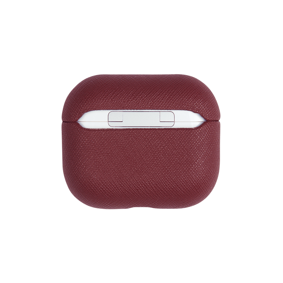 Burgundy - Saffiano AirPods Case Cover [3rd Generation] - THEIMPRINT