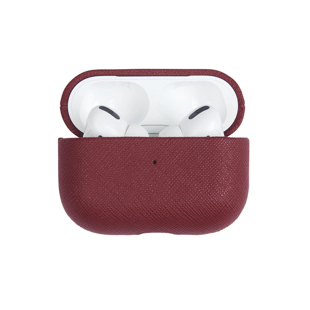 Burgundy - Saffiano AirPods PRO Case Cover [2nd Generation] - THEIMPRINT