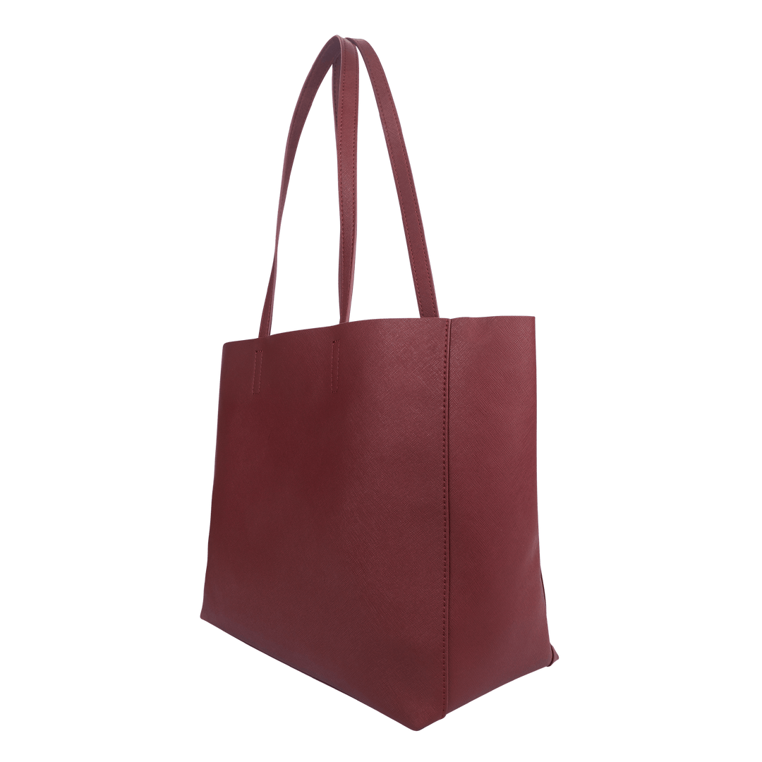 Burgundy - Saffiano Tote Bag - THEIMPRINT