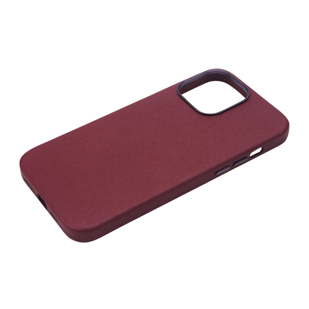 Burgundy - iPhone 14 Series Full Wrap Saffiano Phone Case - THEIMPRINT