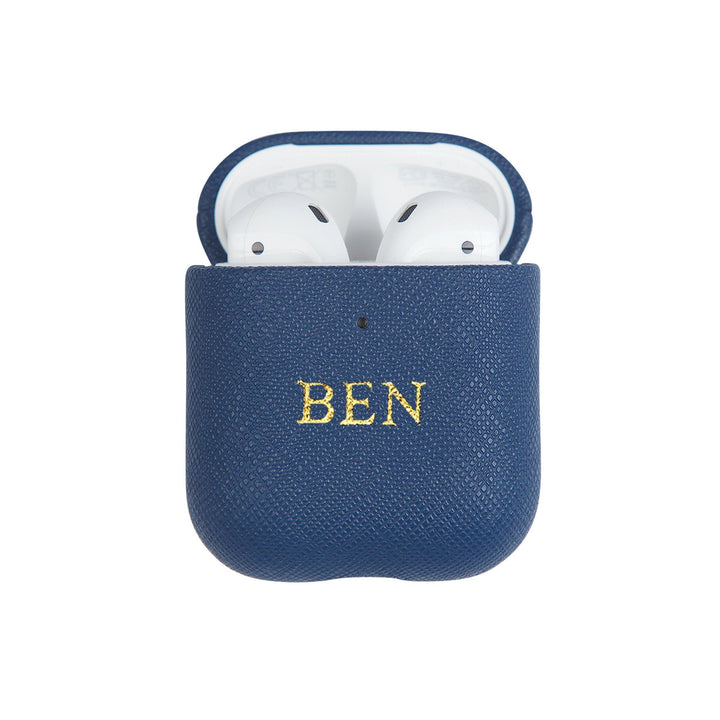 Navy - Saffiano AirPods Case Cover [1st/2nd Generation] - THEIMPRINT