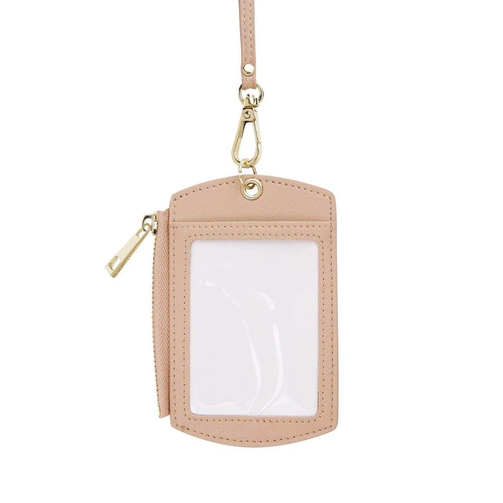 Nude - Saffiano ID Cardholder Lanyard with Zip - THEIMPRINT