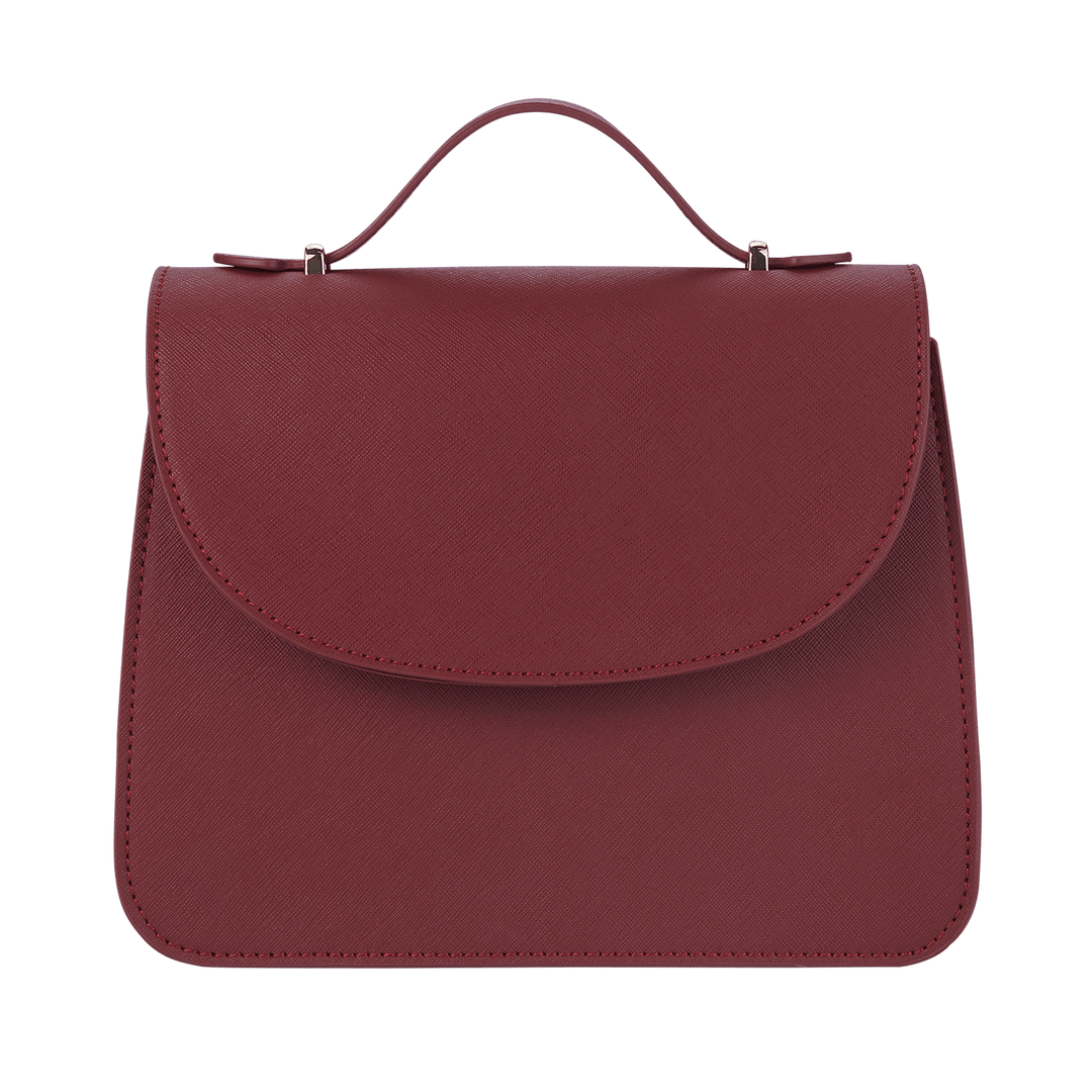 Burgundy - Saffiano Shoulder Bag - THEIMPRINT