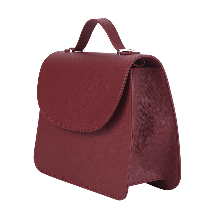 Burgundy - Saffiano Shoulder Bag - THEIMPRINT