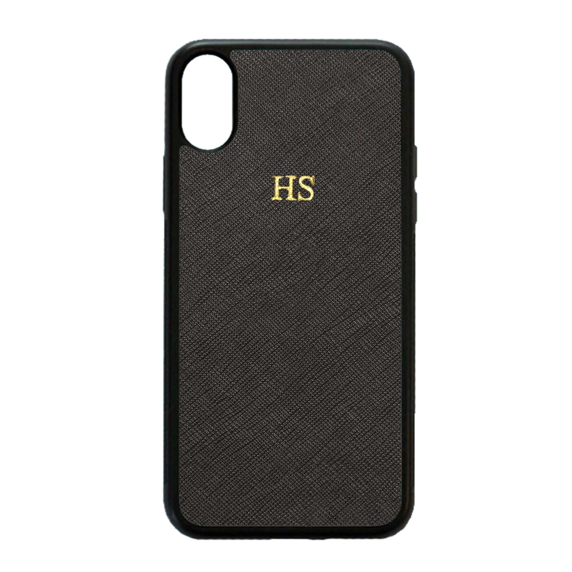 Personalise iPhone XS Max Saffiano Phone Case Black