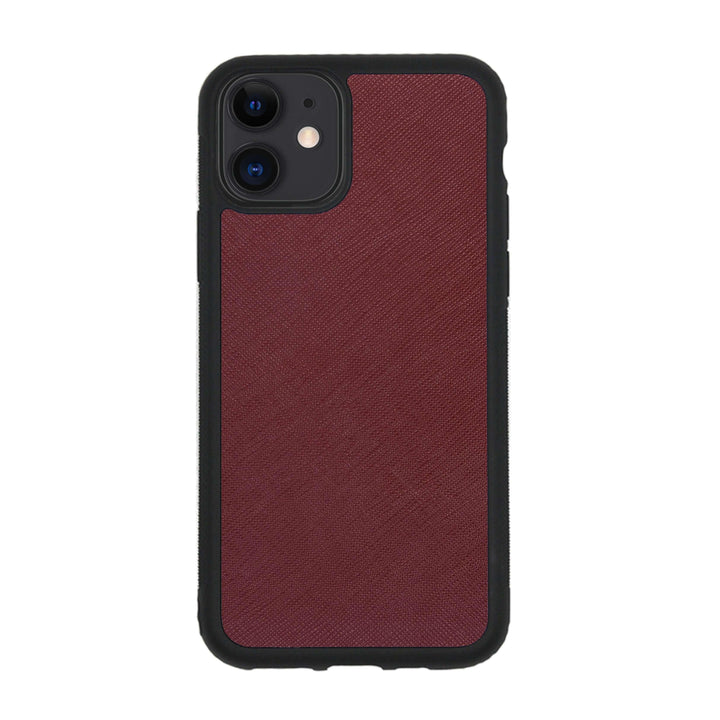 Burgundy - iPhone 12 Mini Saffiano Phone Case - THEIMPRINT