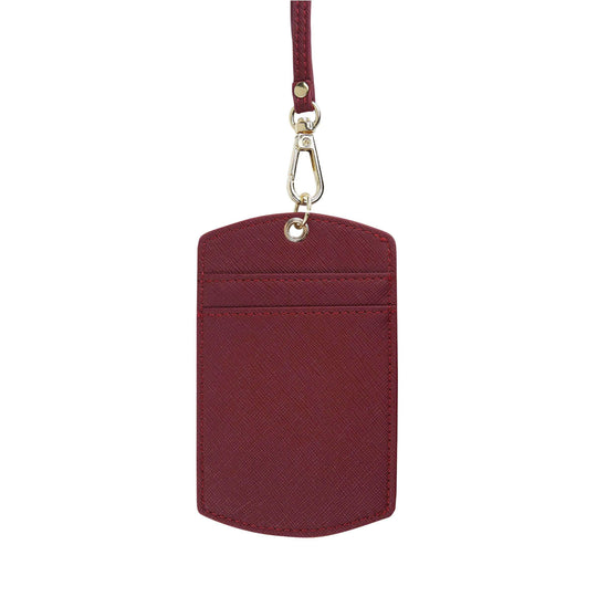 Personalised Saffiano Id Cardholder Lanyard - Burgundy